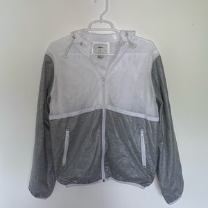 F21 Grey & White Mesh Windbreaker Size Medium